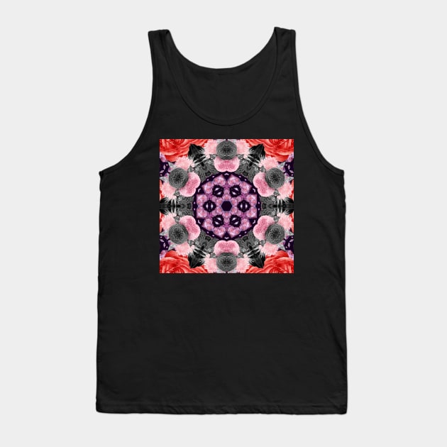 Crystal Hearts and Flowers Valentines Kaleidoscope pattern (Seamless) 42 Tank Top by Swabcraft